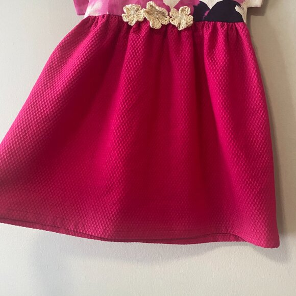 Handmade Children's Linen Cotton Pique Pink Polka Dot Crochet Flowers Dress - Picture 12 of 13